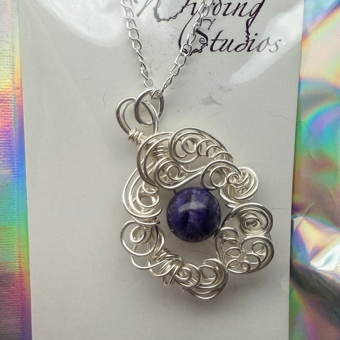 Magpie Rummage Sale - purple tiger’s eye pendant