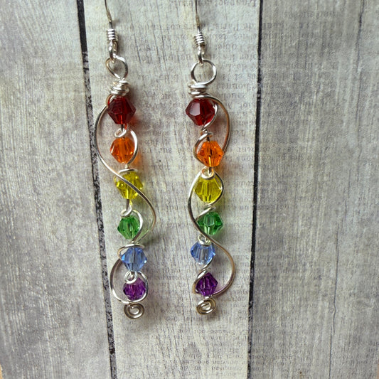 Magpie Rummage Sale - long rainbow Pride earrings