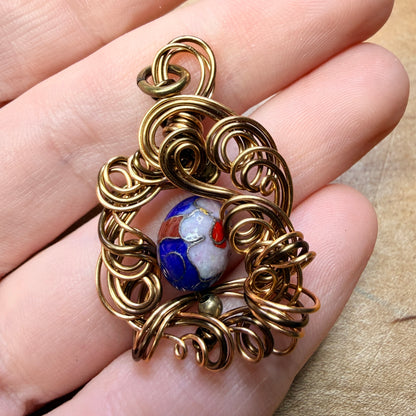 Magpie Rummage Sale - cloisonné pendant