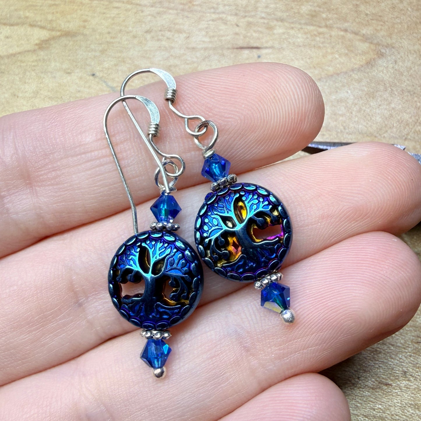 Magpie Rummage Sale - blue tree earrings