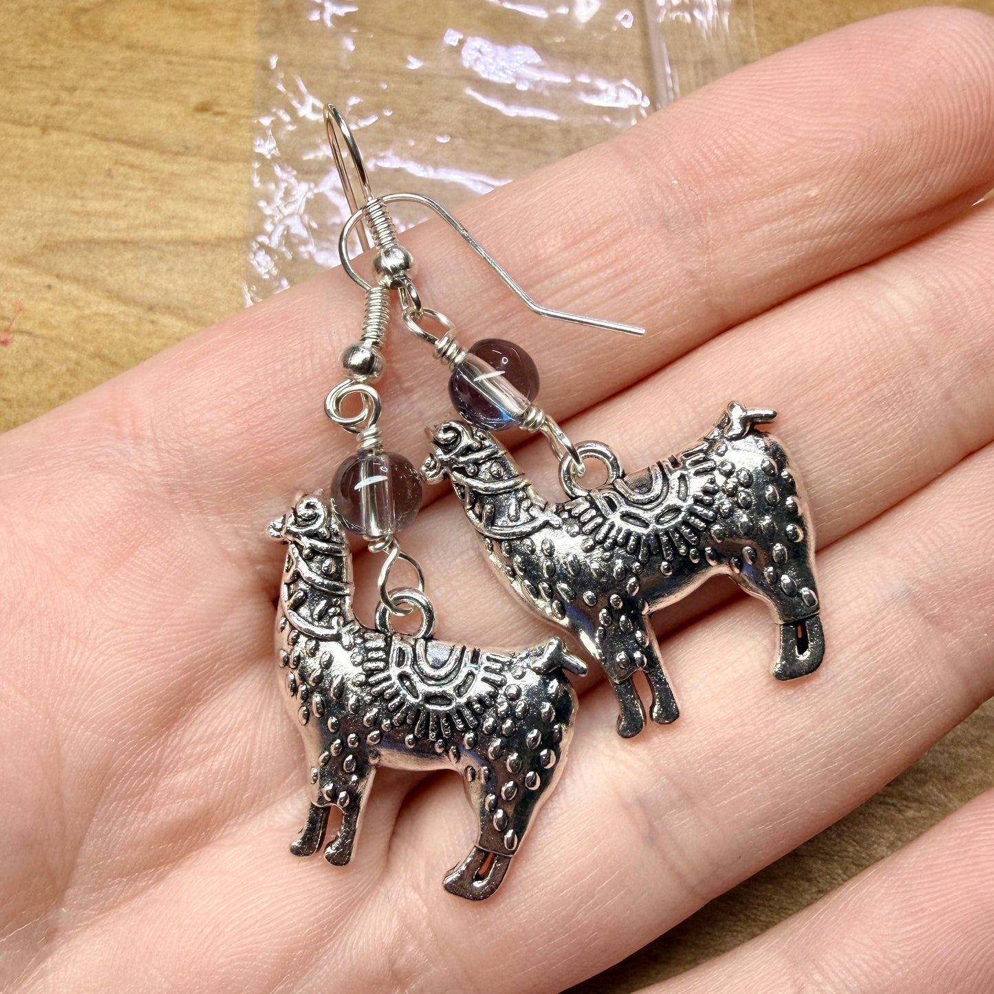 Magpie Rummage Sale - grey llama earrings