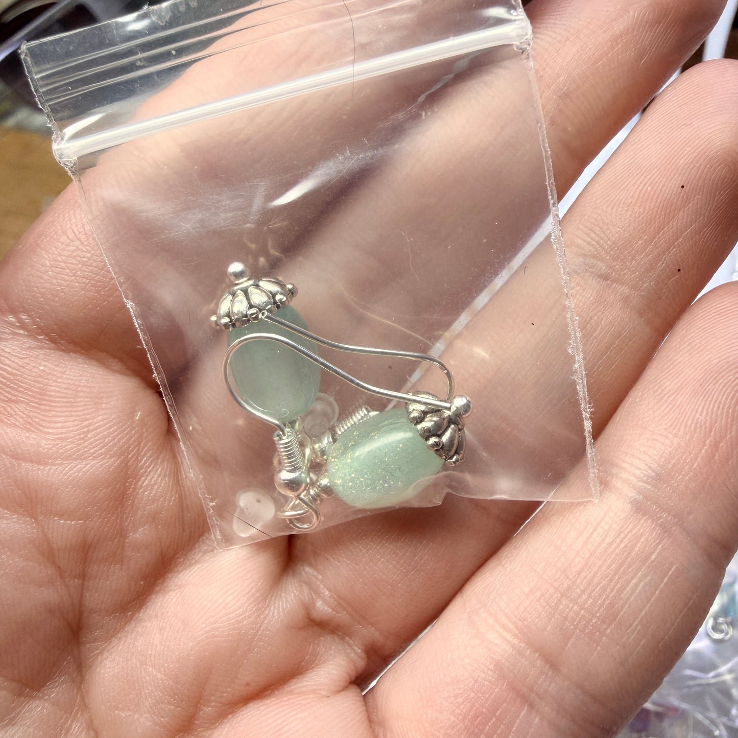 Magpie Rummage Sale - sparkly blue resin earrings