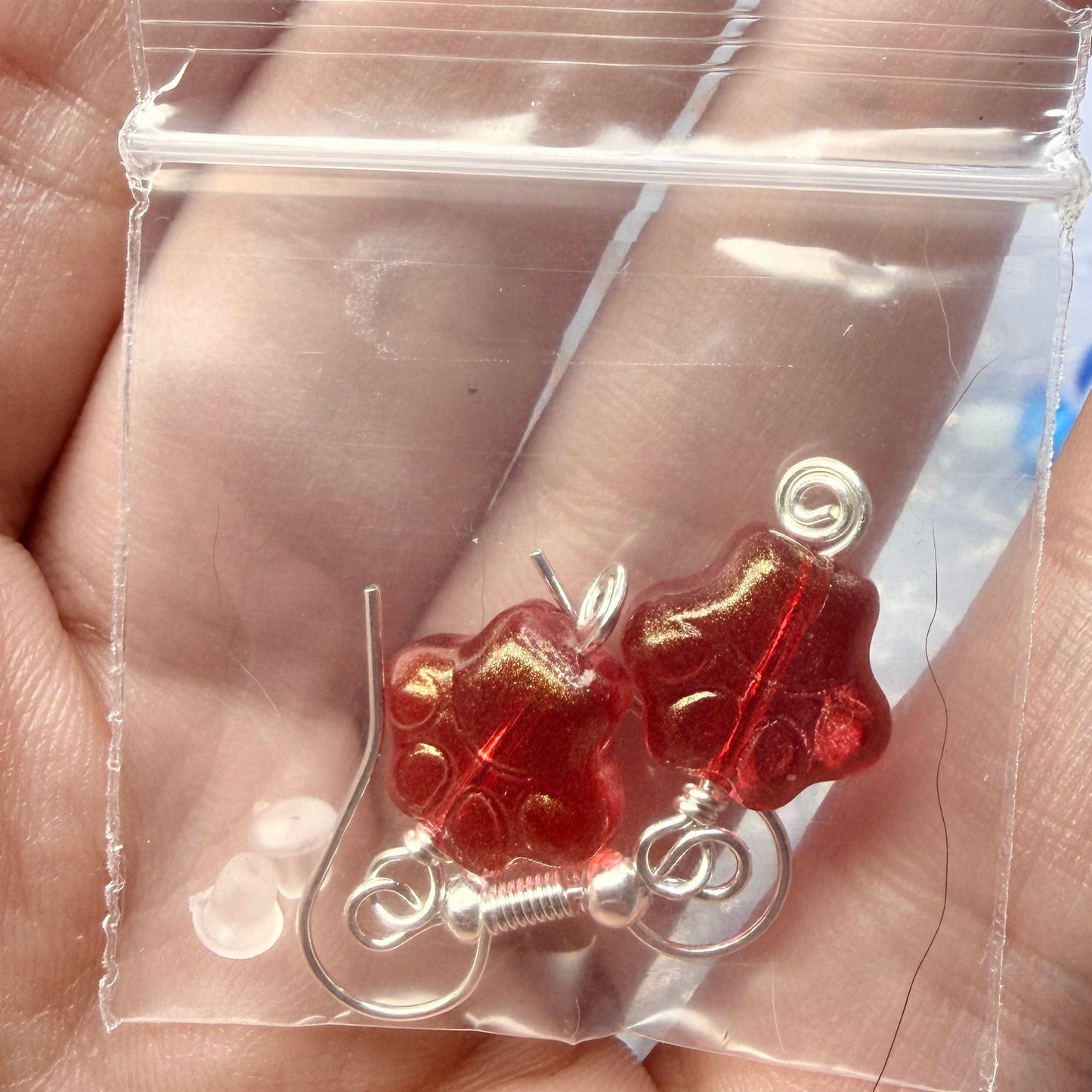 Magpie Rummage Sale - red pawprint earrings