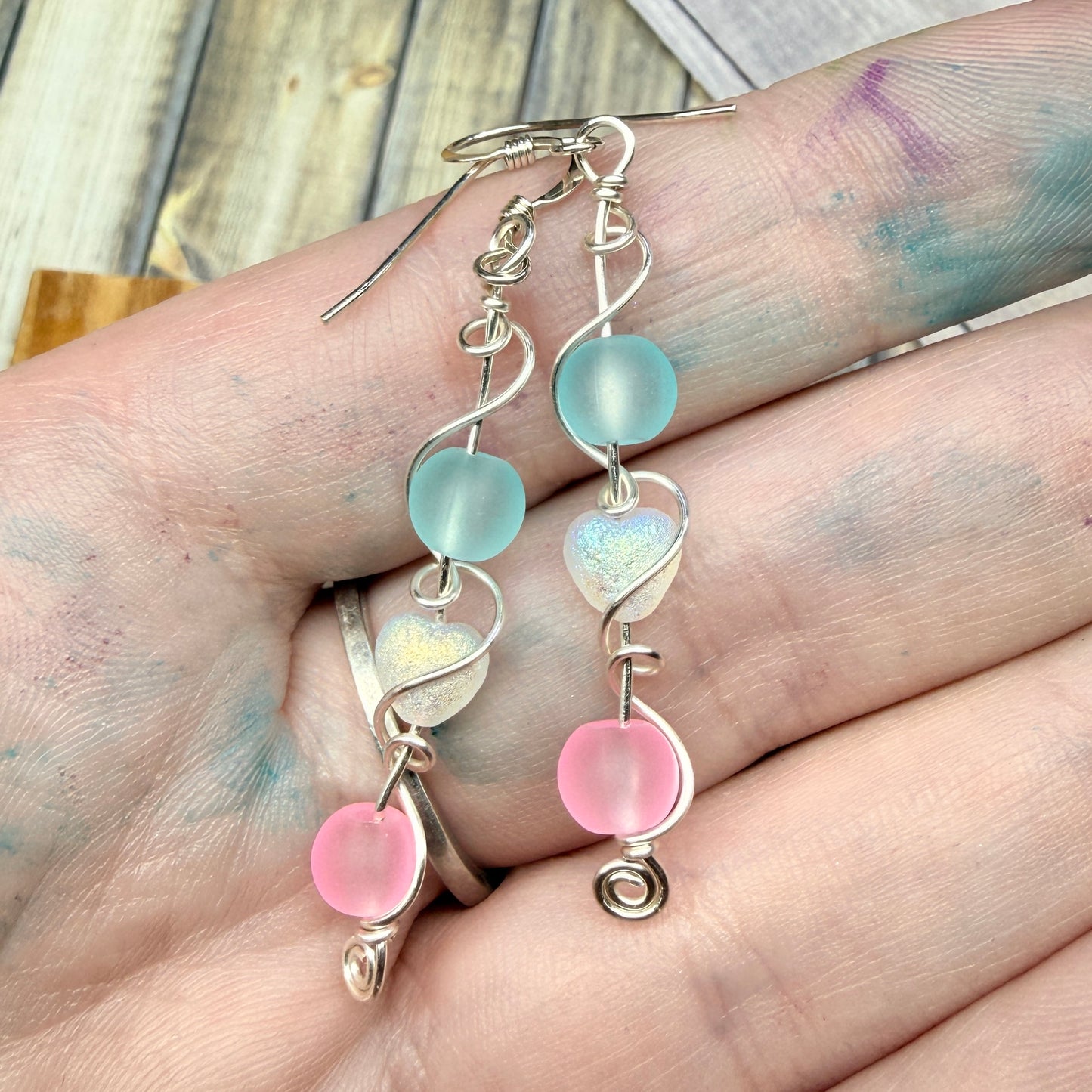 Mermaid Summer - trans earrings with hearts