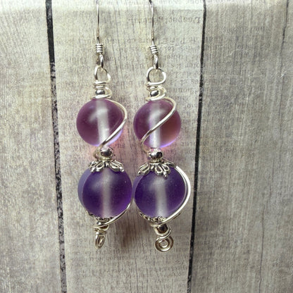 Mermaid Summer - purple & lavender glow earrings