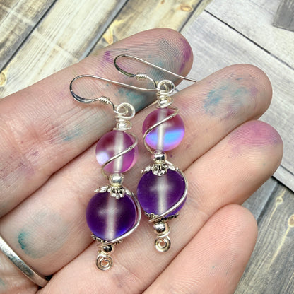 Mermaid Summer - purple & lavender glow earrings