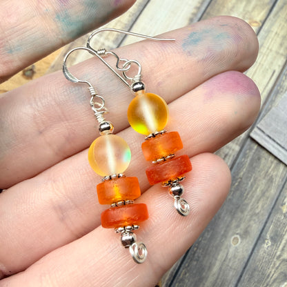 Mermaid Summer - yellow and orange earrings