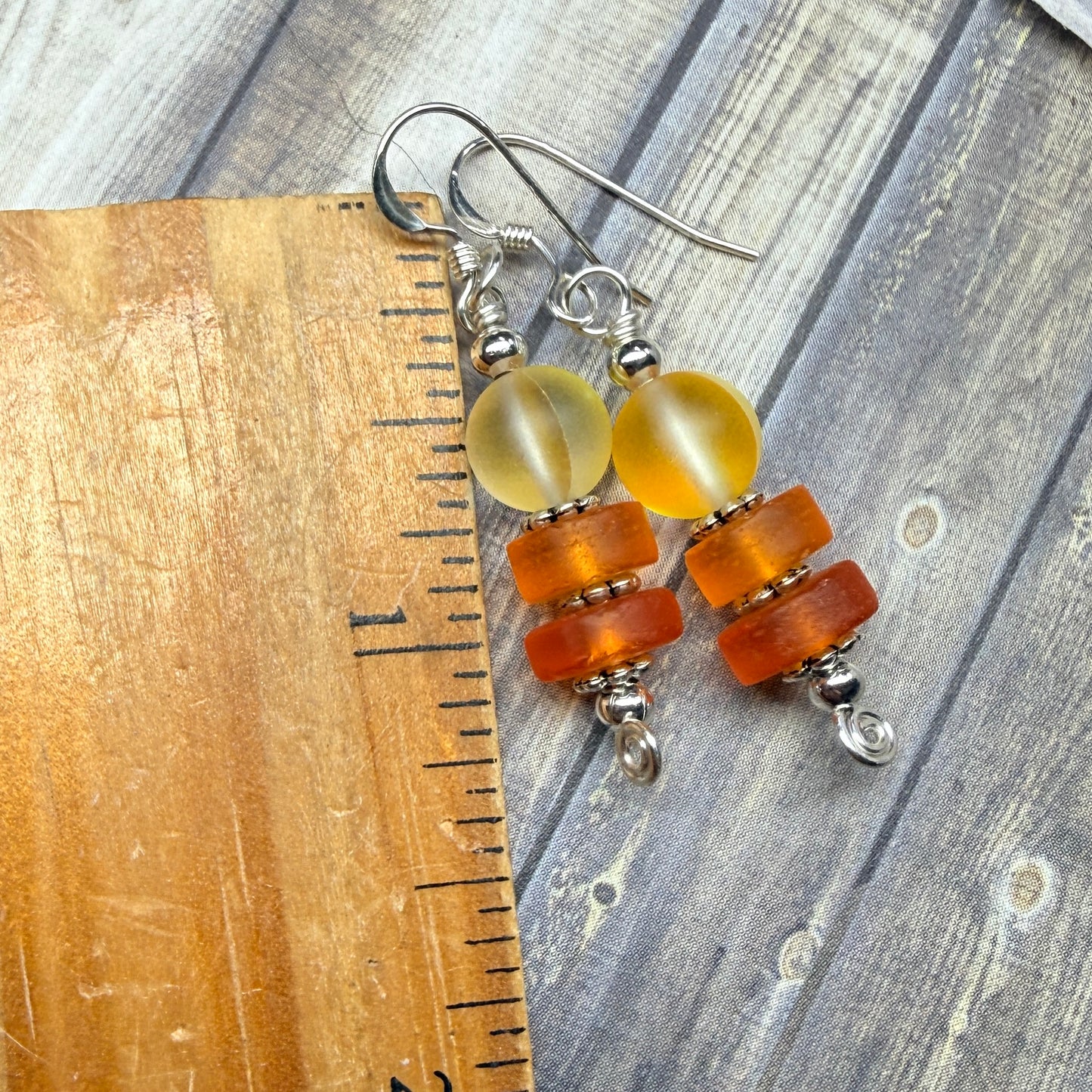 Mermaid Summer - yellow and orange earrings