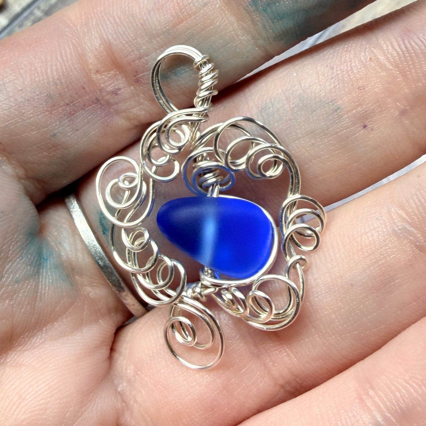 Mermaid Summer - dark blue pendant
