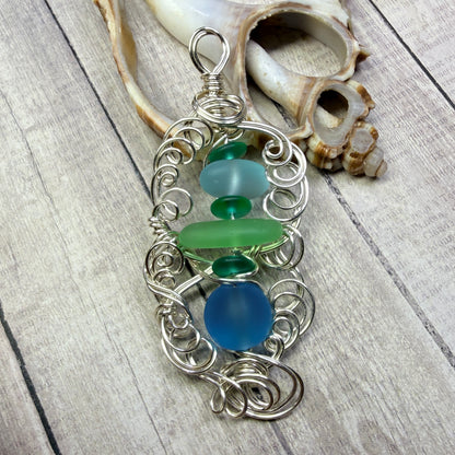 Mermaid Summer - blue & green pendant