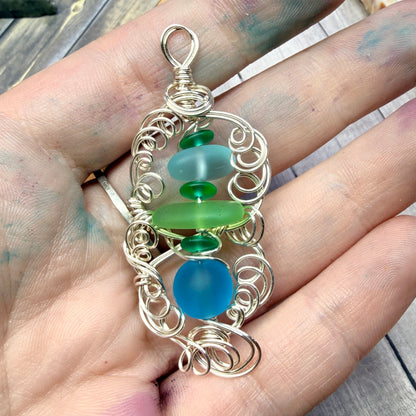 Mermaid Summer - blue & green pendant