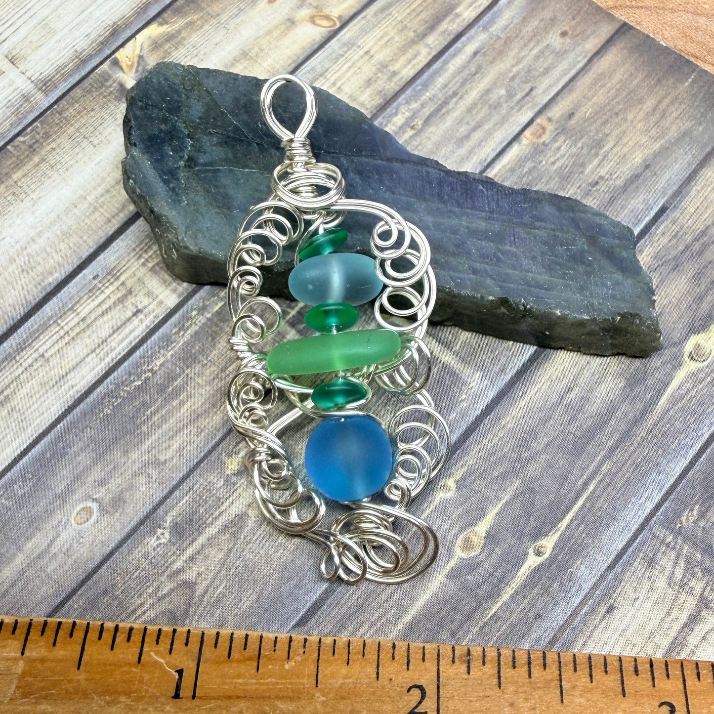 Mermaid Summer - blue & green pendant