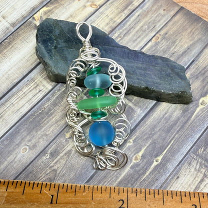 Mermaid Summer - blue & green pendant