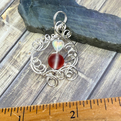 Mermaid Summer - red & white pendant