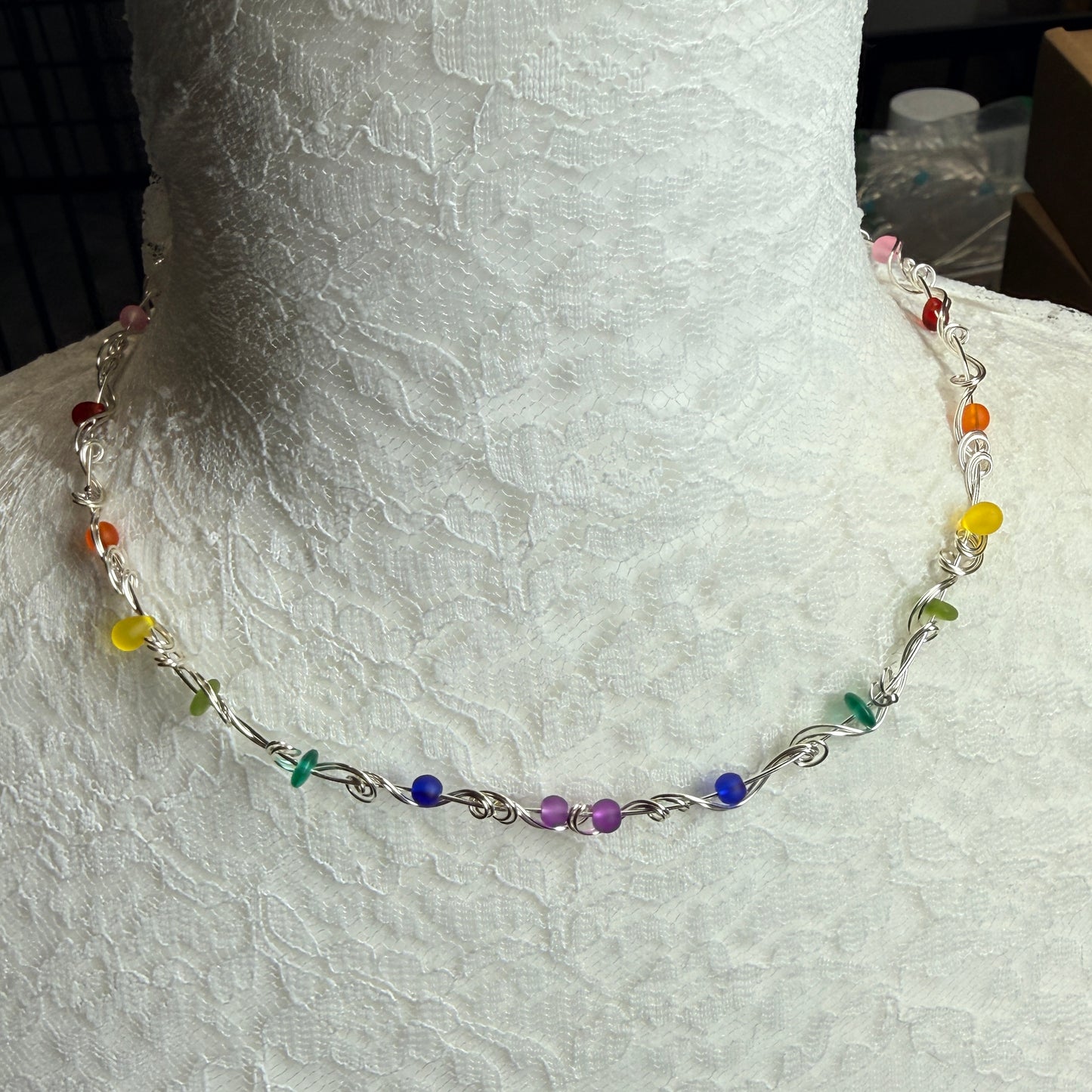 Mermaid Summer - dainty rainbow necklace