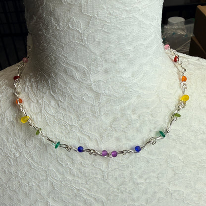 Mermaid Summer - dainty rainbow necklace