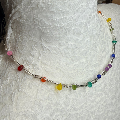Mermaid Summer - dainty rainbow necklace