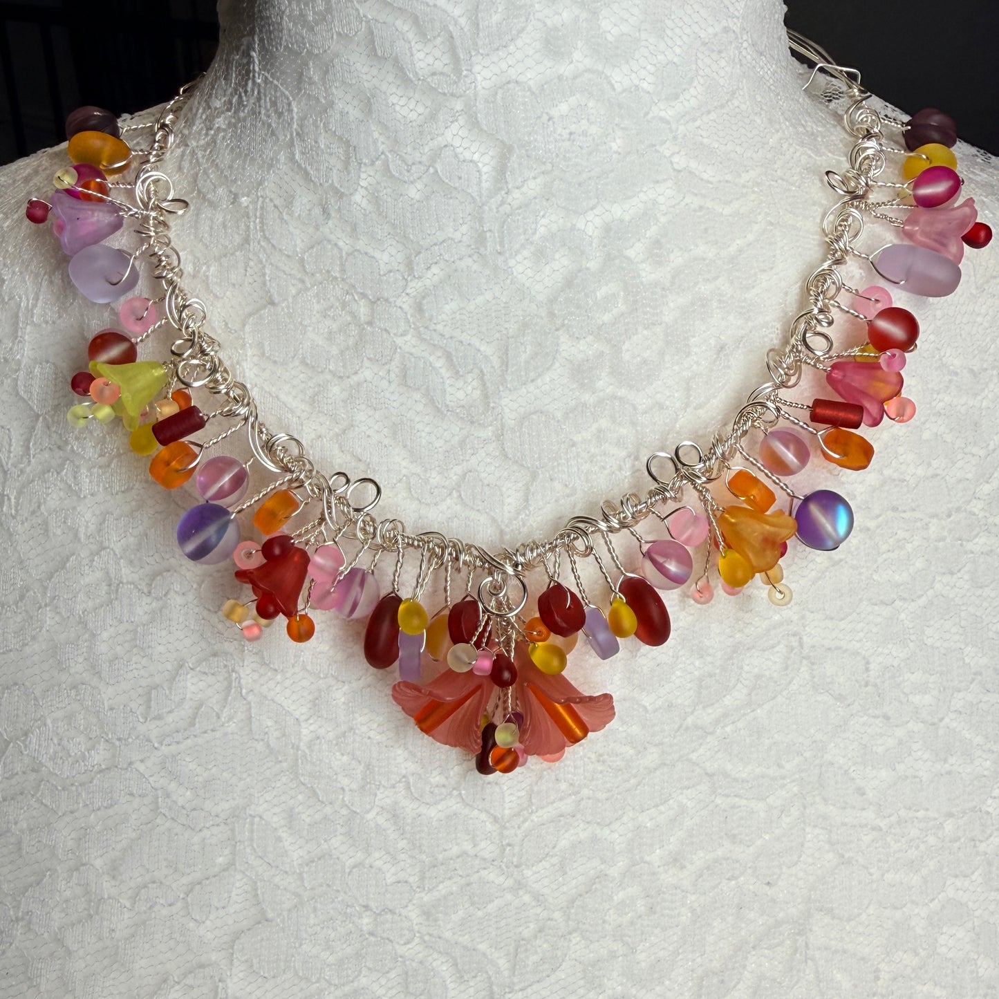 Mermaid Summer - sunset cascade necklace