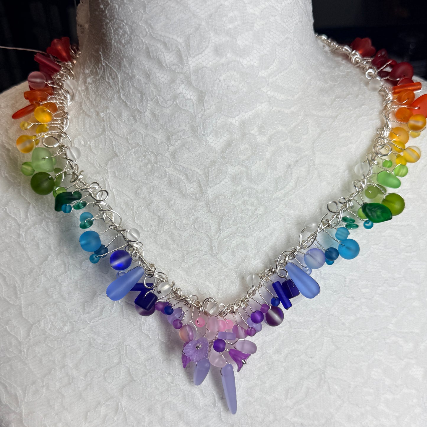 Mermaid Summer - rainbow cascade necklace