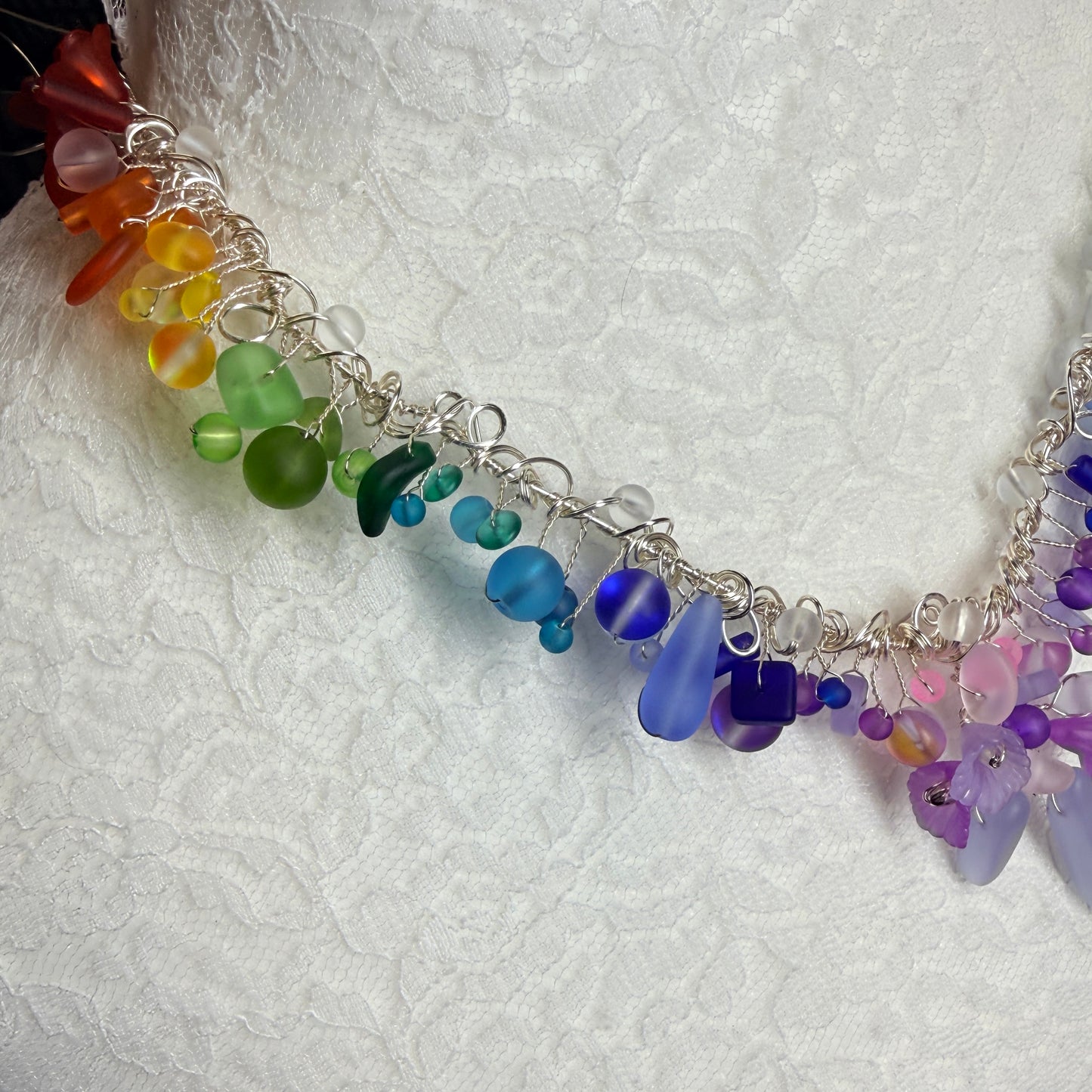 Mermaid Summer - rainbow cascade necklace