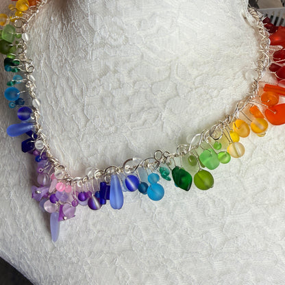 Mermaid Summer - rainbow cascade necklace