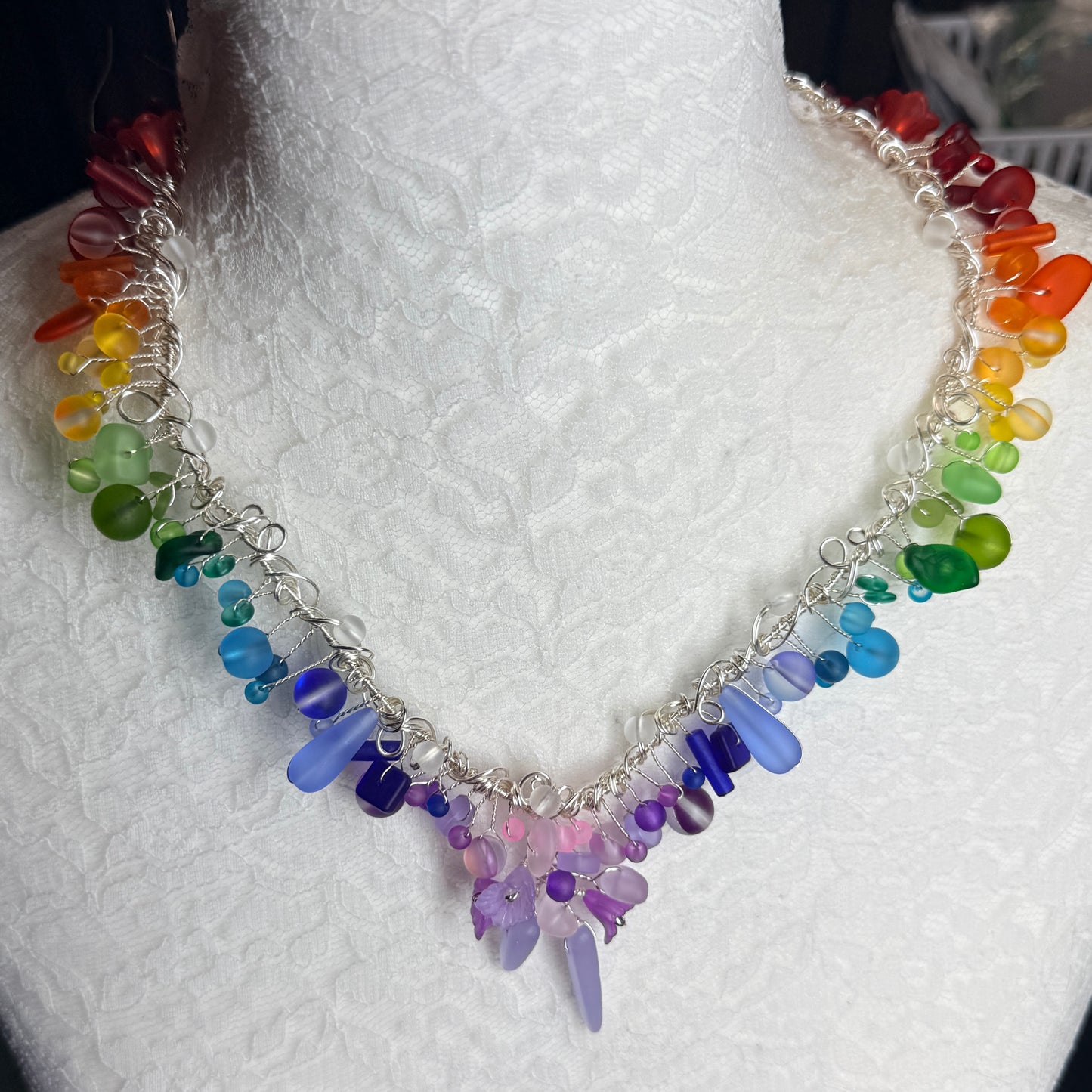 Mermaid Summer - rainbow cascade necklace