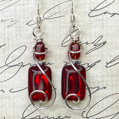 Red Glass Earrings