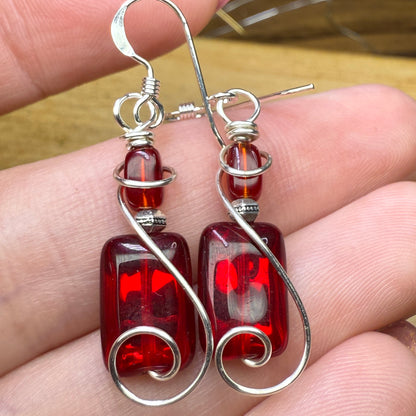 Red Glass Earrings