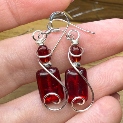 Red Glass Earrings