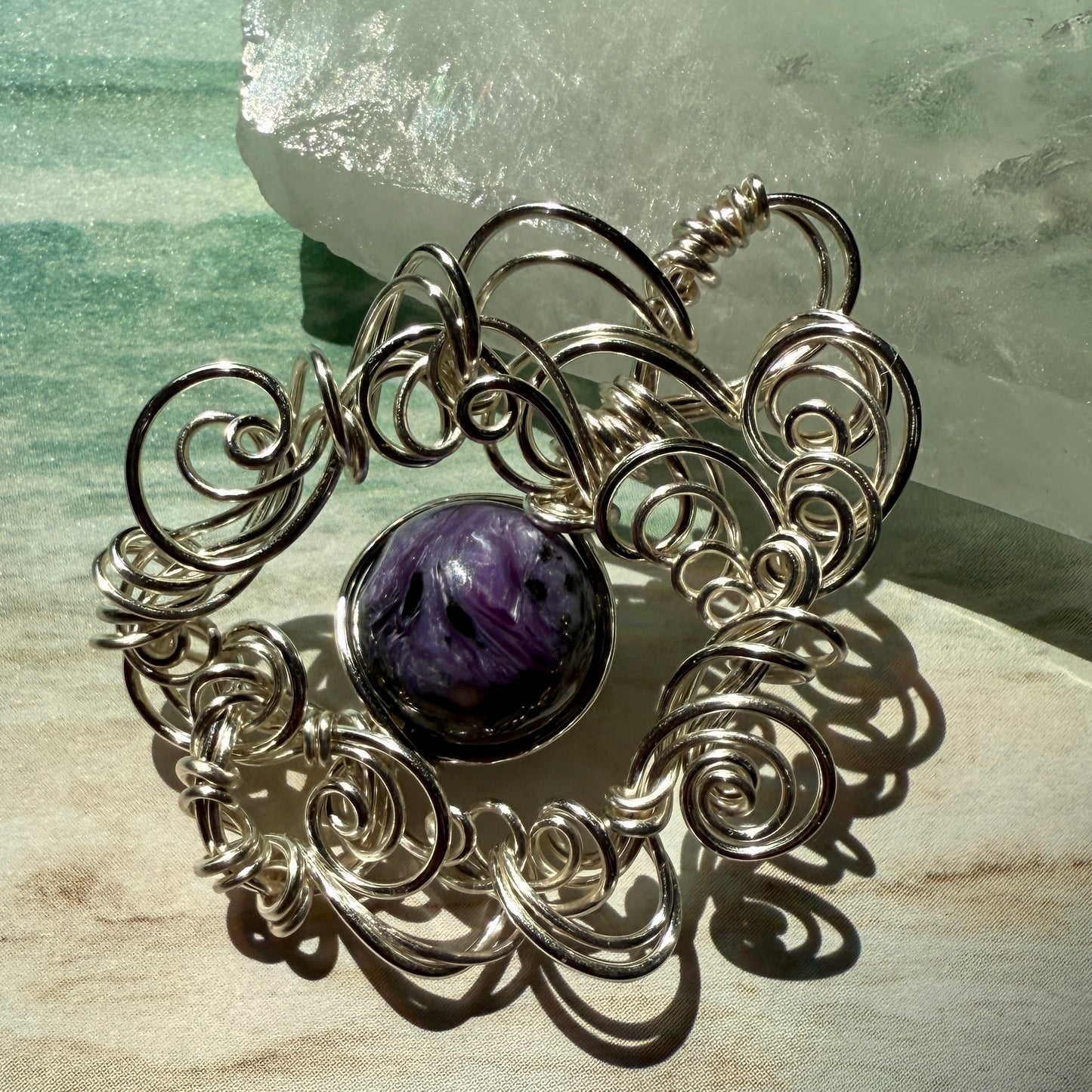 Stillness In The Storm: charoite pendant