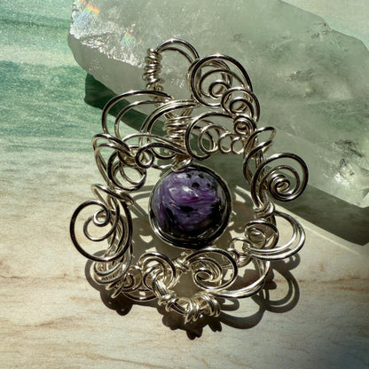 Stillness In The Storm: charoite pendant