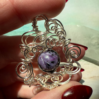 Stillness In The Storm: charoite pendant