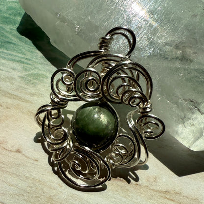 Stillness In The Storm: chrome diopside pendant