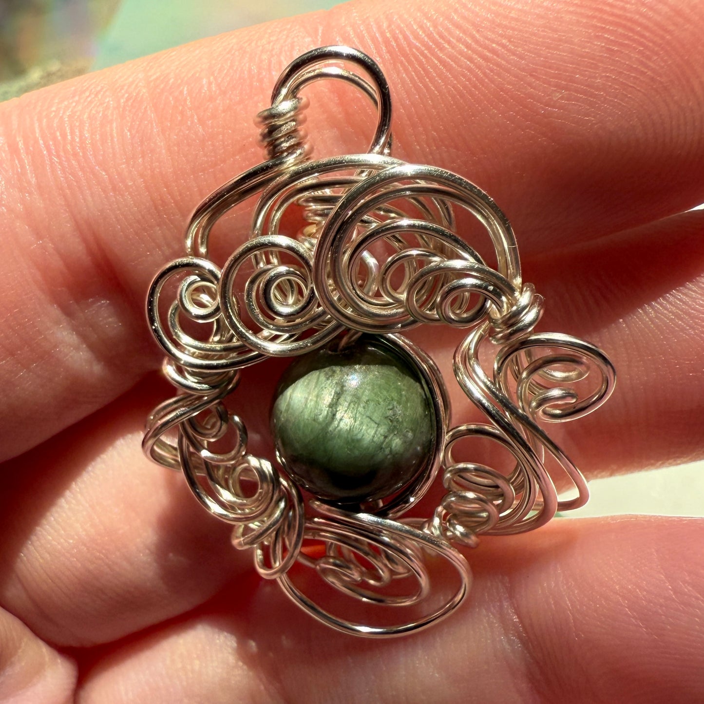 Stillness In The Storm: chrome diopside pendant