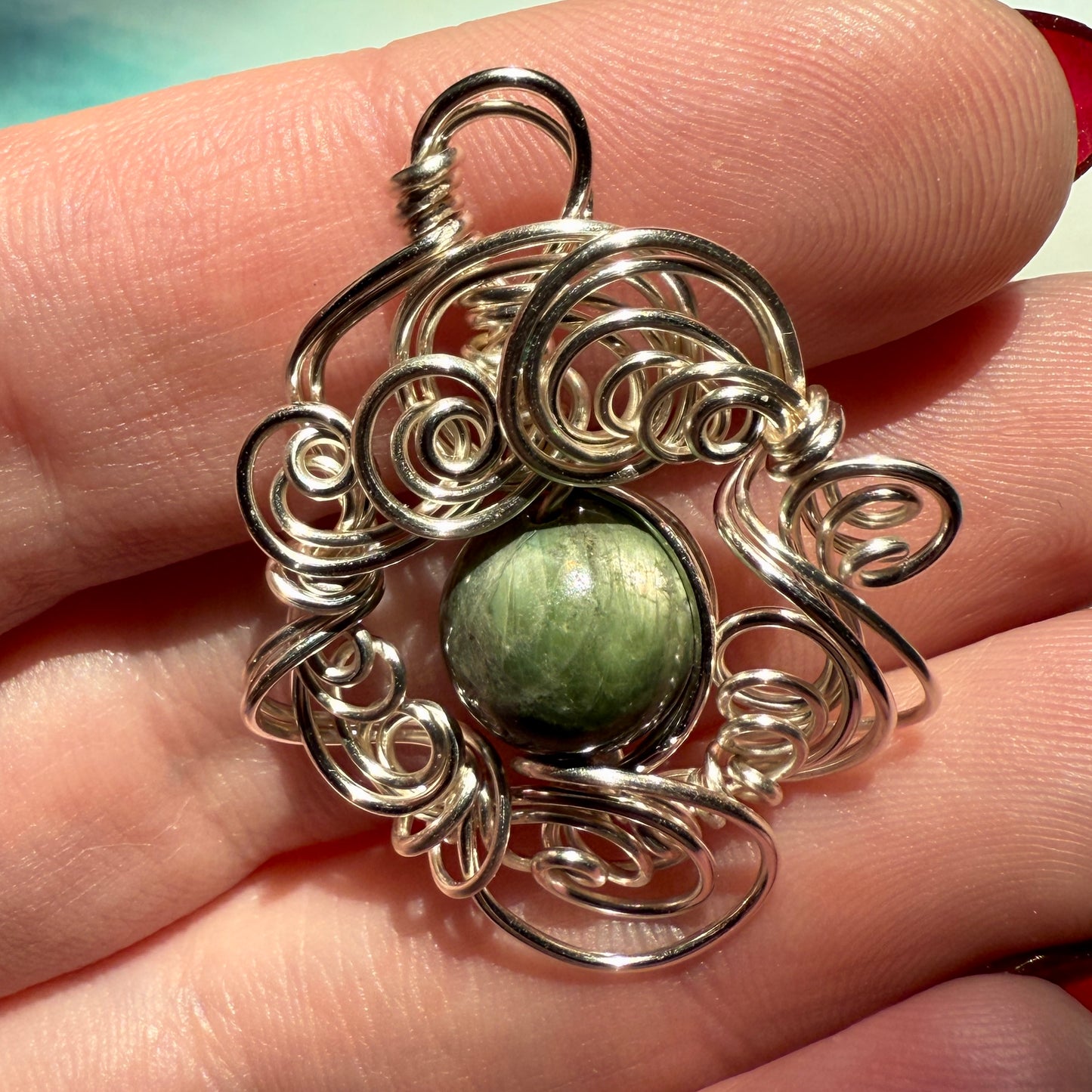 Stillness In The Storm: chrome diopside pendant
