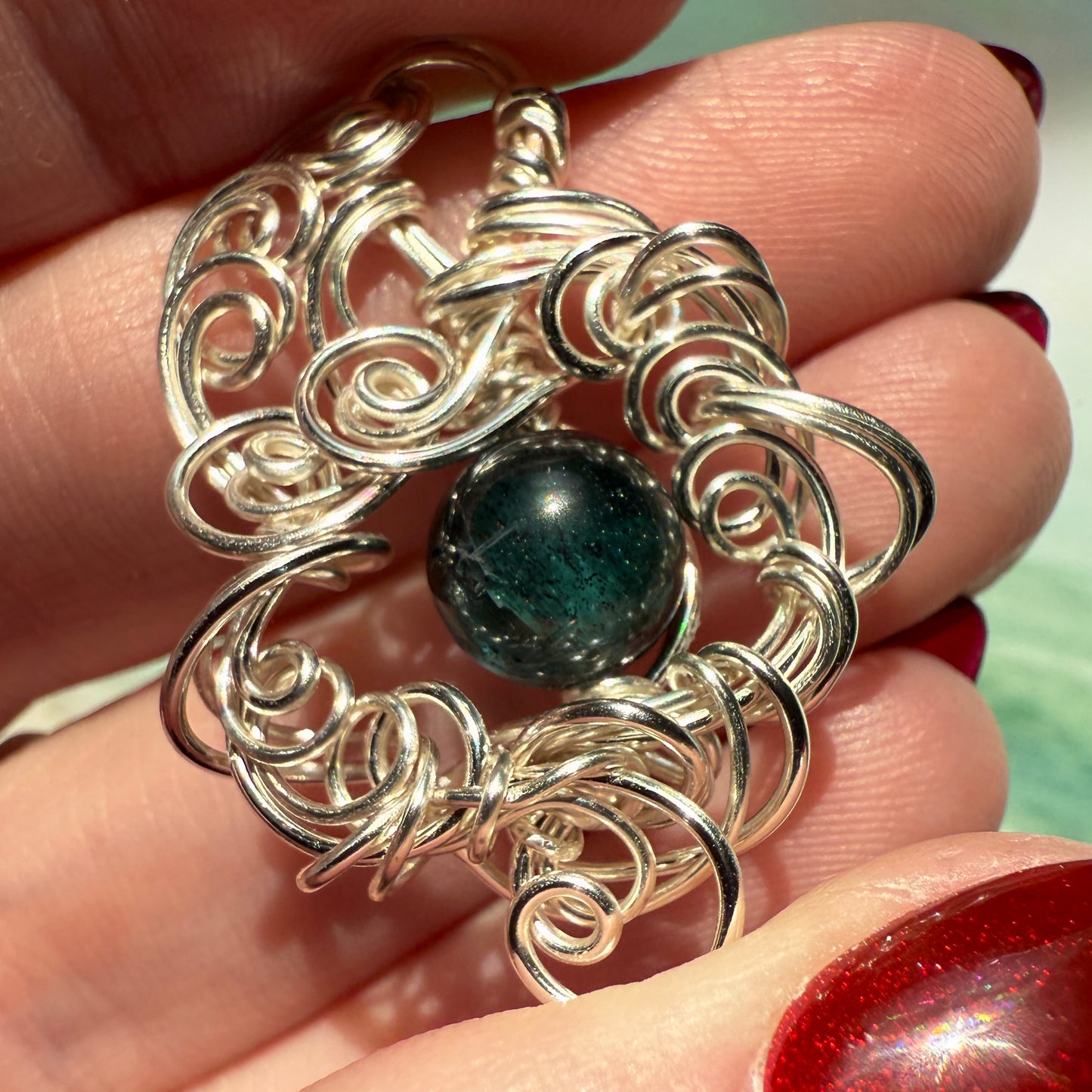 Stillness In The Storm: green kyanite pendant