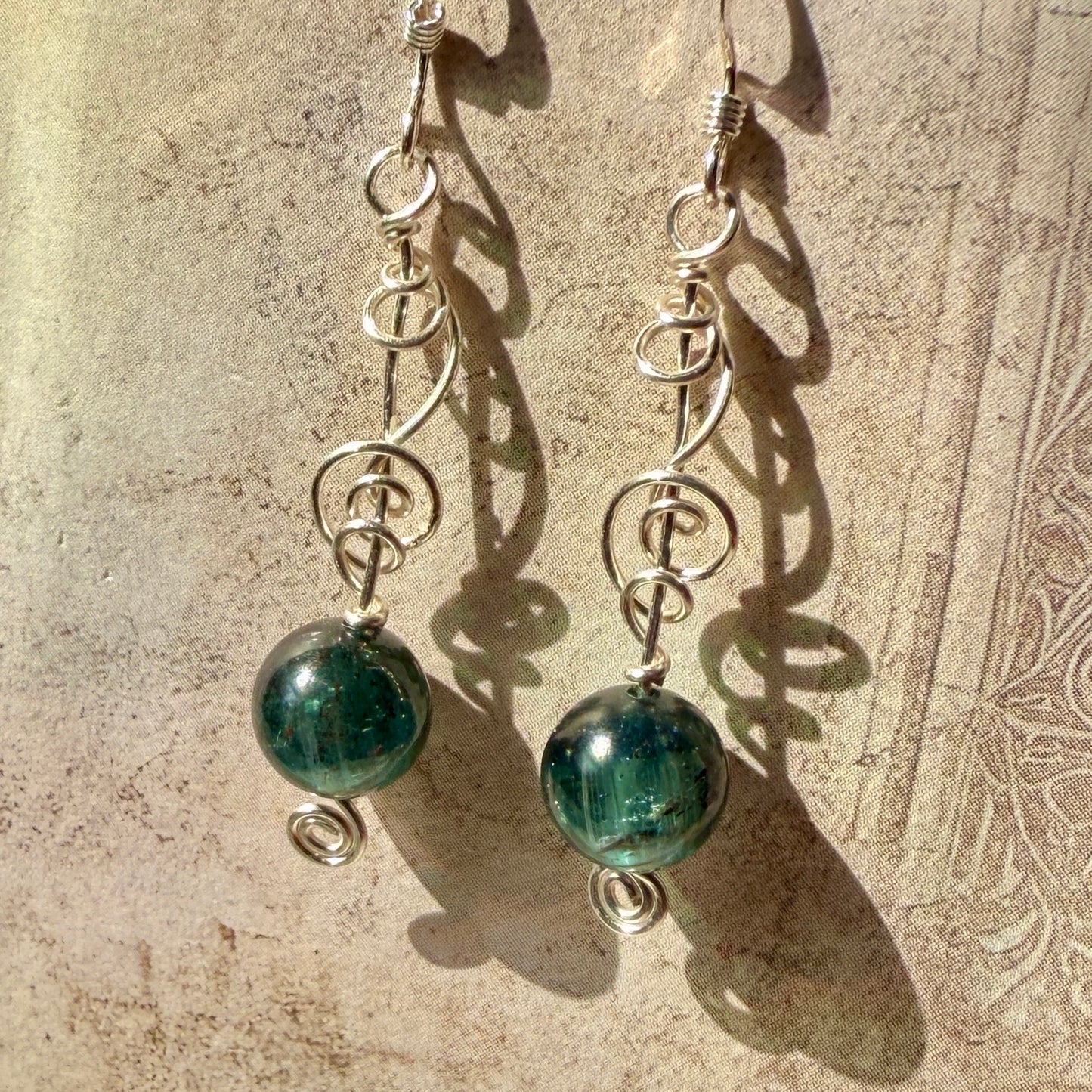 Stillness In The Storm: green kyanite earrings