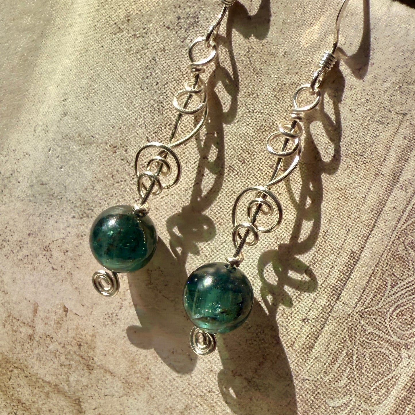 Stillness In The Storm: green kyanite earrings