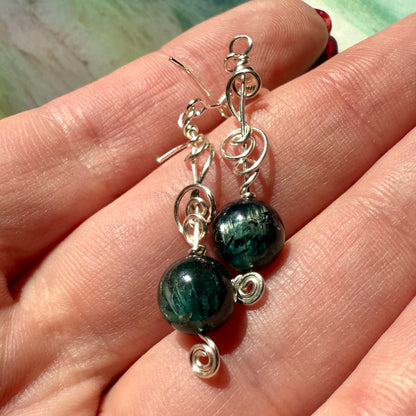 Stillness In The Storm: green kyanite earrings
