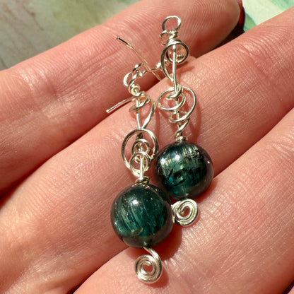 Stillness In The Storm: green kyanite earrings