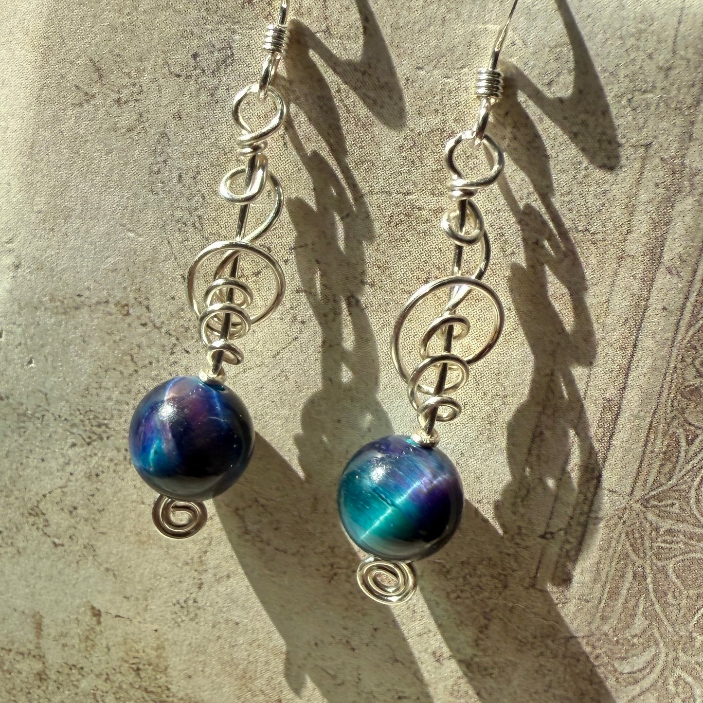 Stillness In The Storm: nebula tigerseye earrings