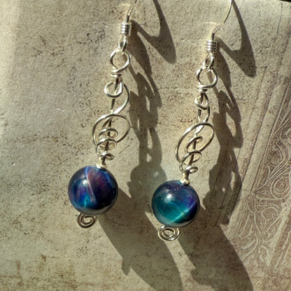 Stillness In The Storm: nebula tigerseye earrings