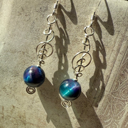 Stillness In The Storm: nebula tigerseye earrings