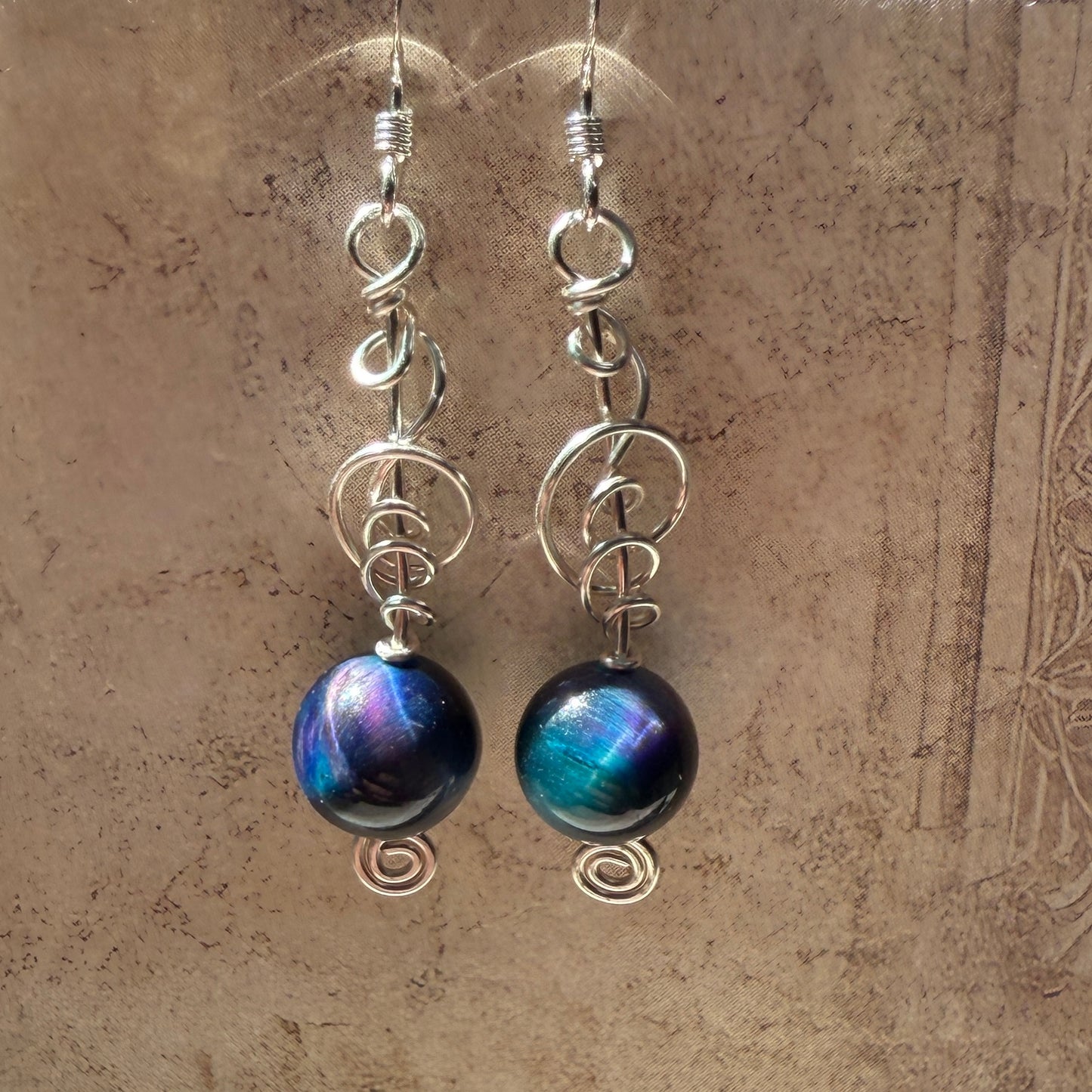 Stillness In The Storm: nebula tigerseye earrings