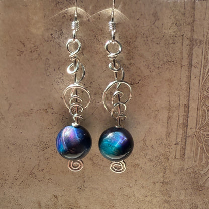 Stillness In The Storm: nebula tigerseye earrings