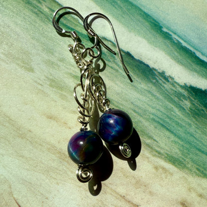 Stillness In The Storm: nebula tigerseye earrings