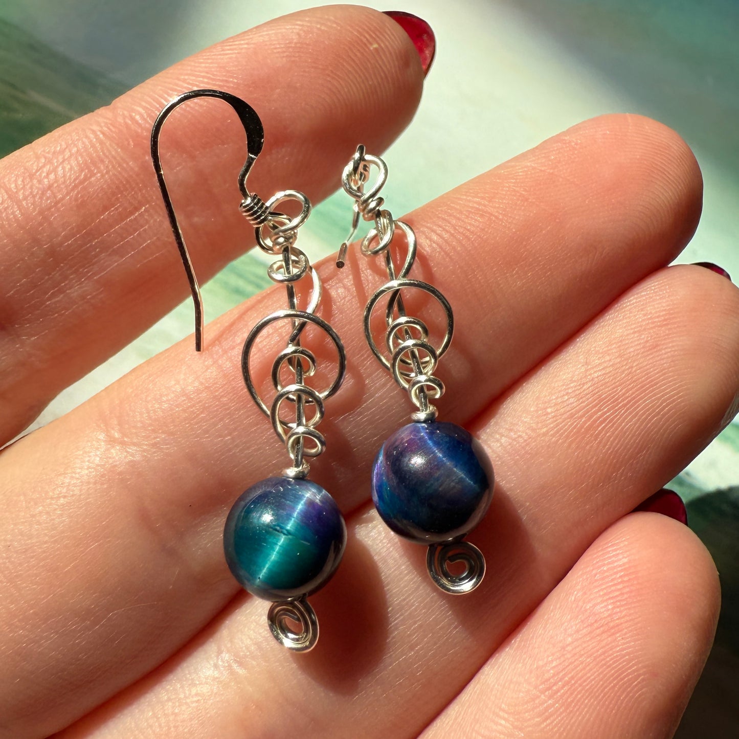 Stillness In The Storm: nebula tigerseye earrings