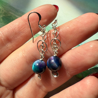 Stillness In The Storm: nebula tigerseye earrings
