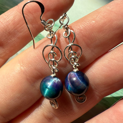 Stillness In The Storm: nebula tigerseye earrings