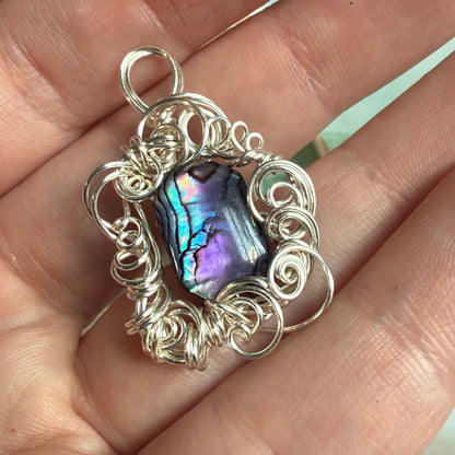 on the turning tide - purple paua shell pendant